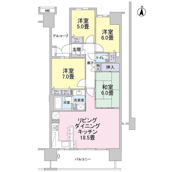 Floor plan. 4LDK, Price 39,500,000 yen, Occupied area 90.02 sq m , Balcony area 13.2 sq m 4LDK type