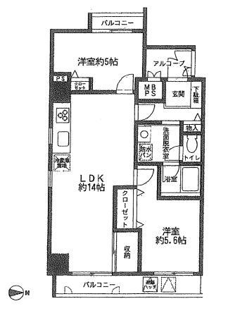 Floor plan. 2LDK, Price 23.8 million yen, Occupied area 55.77 sq m , Balcony area 7.23 sq m