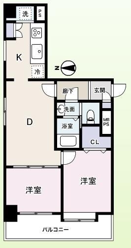 Floor plan. 2DK, Price 23.8 million yen, Occupied area 48.27 sq m , Very beautiful dwelling unit on the balcony area 6.84 sq m renovation completed ☆
