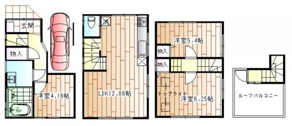 Floor plan. 31,200,000 yen, 3LDK, Land area 32.1 sq m , Building area 74.91 sq m