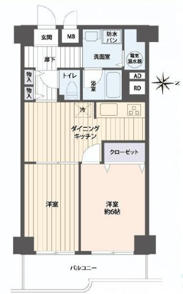 Floor plan. 2DK, Price 19,800,000 yen, Footprint 46 sq m