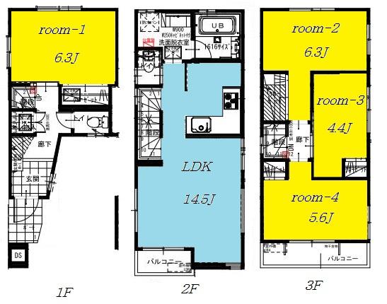 Floor plan. (A Building), Price 28,300,000 yen, 2LDK+2S, Land area 47.11 sq m , Building area 100.63 sq m