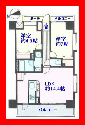 Floor plan. 2LDK, Price 28.8 million yen, Occupied area 57.05 sq m , Balcony area 11.85 sq m three direction room