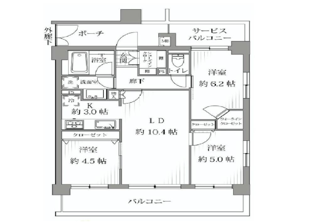 Floor plan. 3LDK, Price 31.7 million yen, Occupied area 65.54 sq m , Balcony area 13.34 sq m