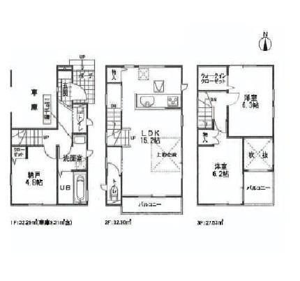 Floor plan. 42,800,000 yen, 3LDK, Land area 58.09 sq m , Building area 92.32 sq m