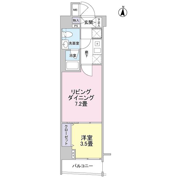 Floor plan. 1LDK, Price 16,900,000 yen, Occupied area 30.24 sq m , Balcony area 3.12 sq m 1LD ・ K type
