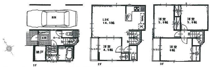 Floor plan. 38,800,000 yen, 4LDK + S (storeroom), Land area 51 sq m , Building area 87.24 sq m