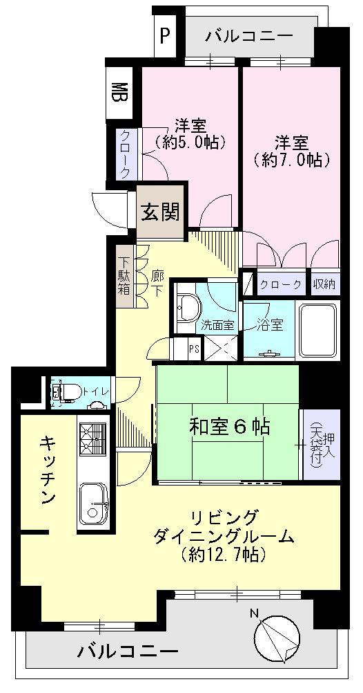 Floor plan. 3LDK, Price 24,900,000 yen, Occupied area 81.45 sq m , Balcony area 15.26 sq m