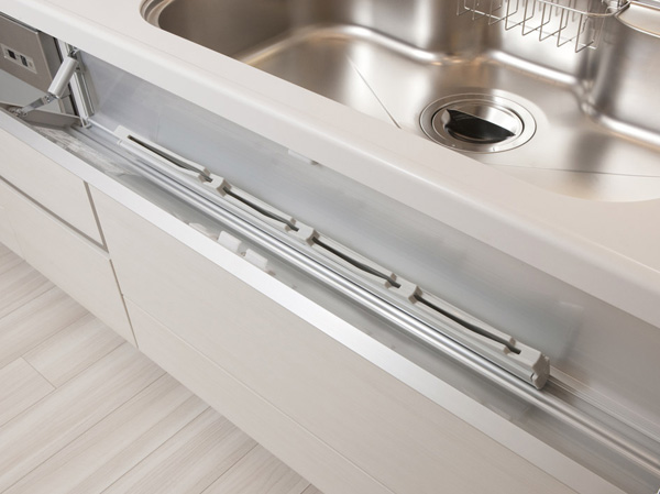 Kitchen.  [Kitchen knife flap storage] Secure a space that can accommodate the kitchen knife before sink. In lock function with peace of mind, Holder portion is taken out can also wash, It is easy to clean.