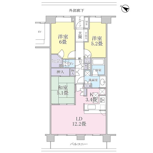 Floor plan. 3LDK, Price 35,800,000 yen, Footprint 72.6 sq m , Balcony area 9.9 sq m 3LDK type Footprint: 72.60 sq m Balcony area: 9.90 sq m