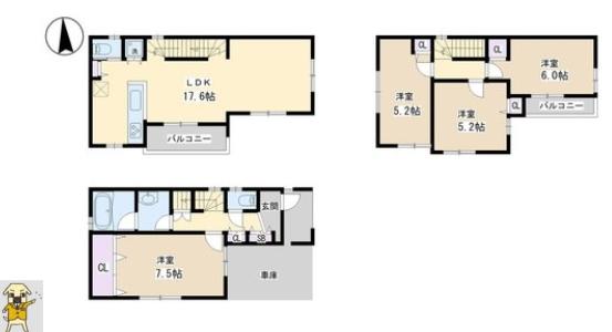 Floor plan. 45,800,000 yen, 4LDK, Land area 62.72 sq m , Building area 98.65 sq m