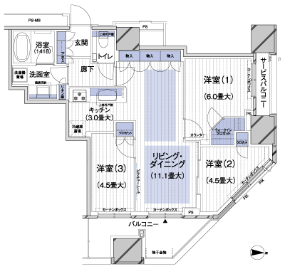 Floor: 3LDK + WIC, the occupied area: 66.86 sq m, Price: 45,447,000 yen, now on sale