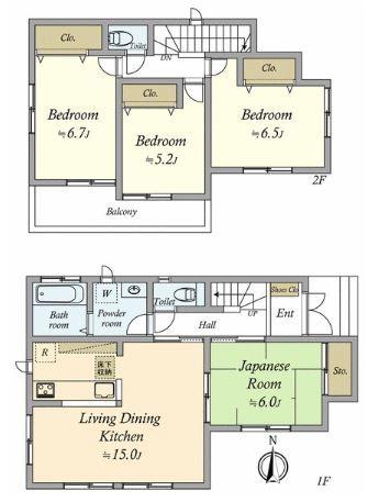Floor plan. 48,800,000 yen, 4LDK, Land area 97.94 sq m , Building area 93.98 sq m