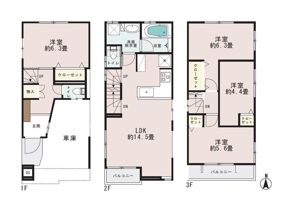 Floor plan. 28,300,000 yen, 4LDK, Land area 47.11 sq m , Building area 100.63 sq m
