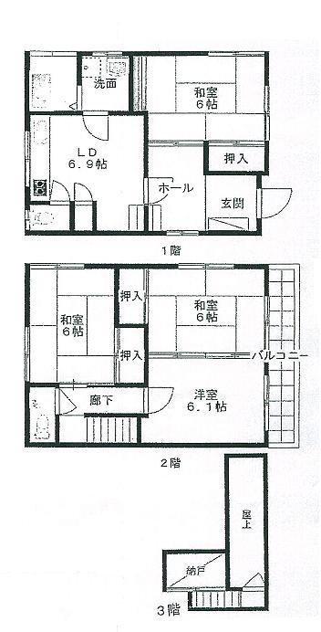 Floor plan. 18.5 million yen, 4DK, Land area 50.41 sq m , Building area 74.2 sq m