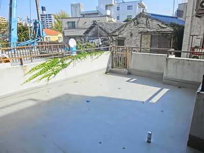 Balcony. Spacious roof balcony