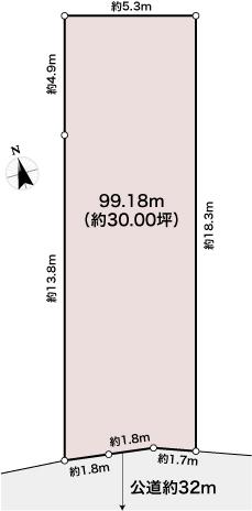 Compartment figure. Land price 59,800,000 yen, Land area 99.26 sq m