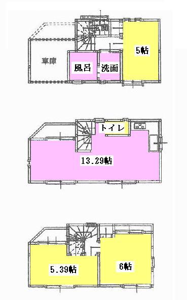 Floor plan. (3 Building), Price 47,900,000 yen, 3LDK, Land area 40.96 sq m , Building area 73.46 sq m