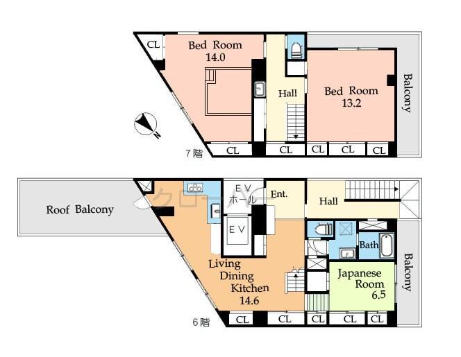 Floor plan. 3LDK, Price 59,800,000 yen, Footprint 132.17 sq m , Balcony area 15.12 sq m
