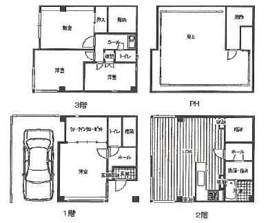 Floor plan. 75 million yen, 4LDK, Land area 56.68 sq m , Building area 108.41 sq m