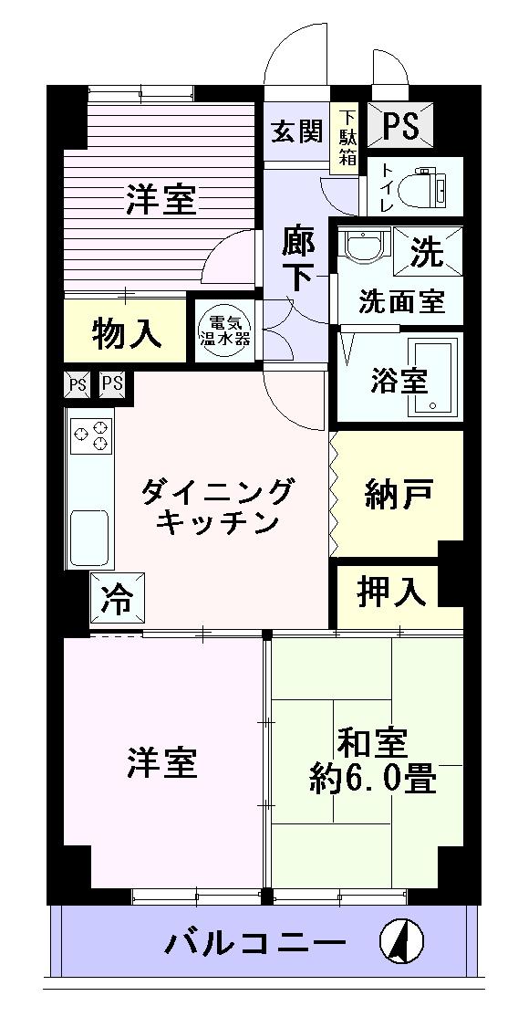 Floor plan. 3DK, Price 28 million yen, Occupied area 58.05 sq m , Balcony area 6.96 sq m