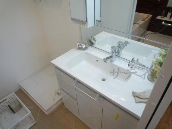 Wash basin, toilet. ~ New exchanged vanity ~