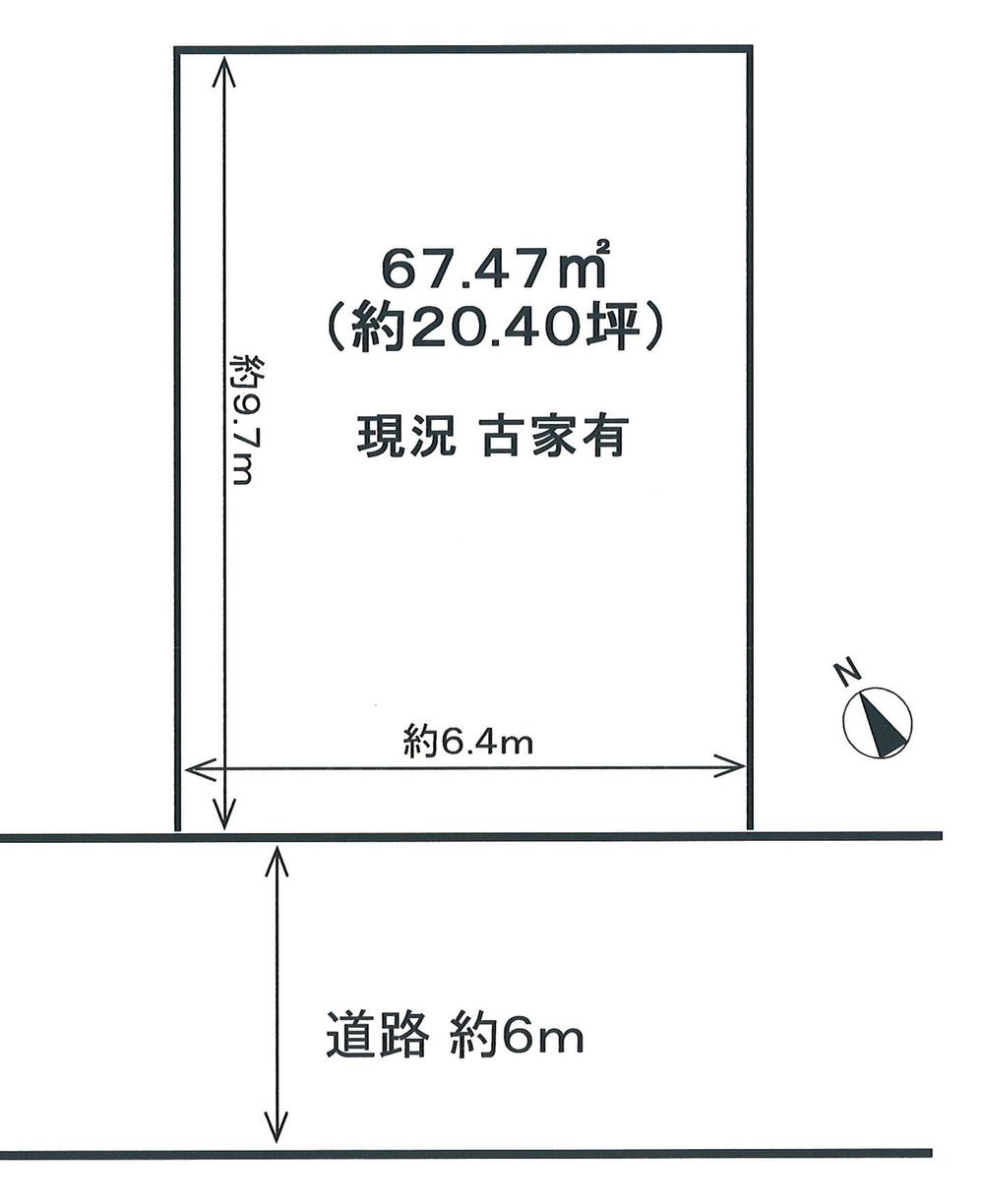 Compartment figure. Land price 36,600,000 yen, About 6.4m contact road to the land area 67.47 sq m width 6.0m southwest side of the road