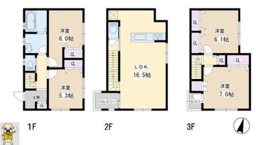 Floor plan. 57,800,000 yen, 4LDK, Land area 76.02 sq m , Building area 93.99 sq m
