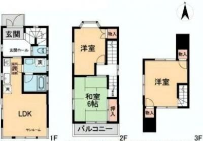 Floor plan. 30,800,000 yen, 3LDK, Land area 43.2 sq m , Building area 68.57 sq m