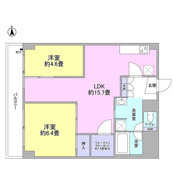 Floor plan. 2LDK, Price 24,800,000 yen, Occupied area 61.56 sq m , It also is designed to capture the lighting on the balcony area 7.2 sq m LDK.