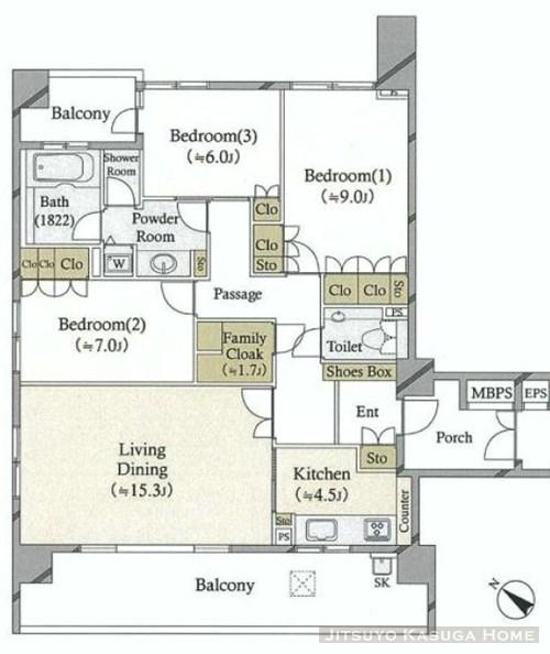Floor plan. 3LDK, Price 78,800,000 yen, The area occupied 104.1 sq m , Balcony area 25.62 sq m