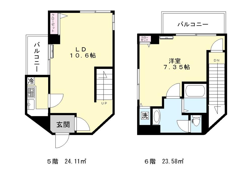 Floor plan. 1LDK, Price 21,800,000 yen, Occupied area 47.69 sq m , Balcony area 7.25 sq m