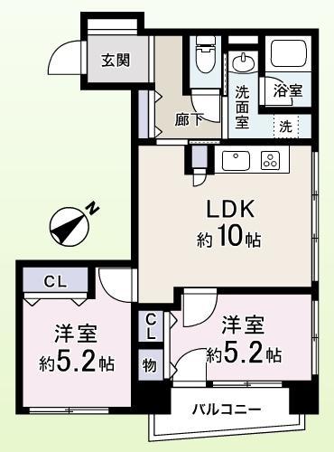 Floor plan. 2LDK, Price 26,900,000 yen, Occupied area 49.97 sq m , Balcony area 3.46 sq m with stylish furniture 2LDK ☆