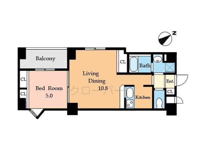 Floor plan. 1LDK, Price 27,980,000 yen, Footprint 41 sq m , Balcony area 5.29 sq m Floor