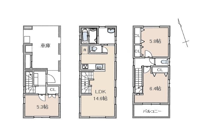 Floor plan. 76,800,000 yen, 3LDK, Land area 55.17 sq m , Building area 100.27 sq m floor plan