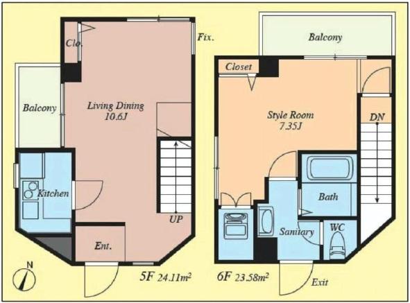 Floor plan. 1LDK, Price 21,800,000 yen, Occupied area 47.69 sq m