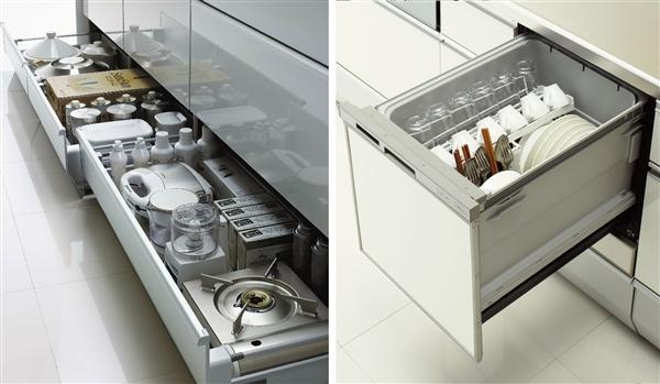 Other Equipment. Original system Kitchen "S-grade". ・ The dishwasher is peeled off the dirt in the mist + intermittent injection "shower mist" with. Tableware storage capacity is about 37 points, A quiet operating noise of 37dB is also recommended. ・ Sink in pursuit of ease of use, Large pot also wash comfortably. ・ Top board adopted a 100% acrylic artificial marble. Since the solid material, You can restore it, such as sandpaper even scratched. ・ Faucet integrated water purifier is useful pulled out a shower head.