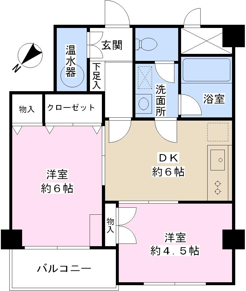 Floor plan. 2DK, Price 17.6 million yen, Footprint 39 sq m , Balcony area 2.55 sq m
