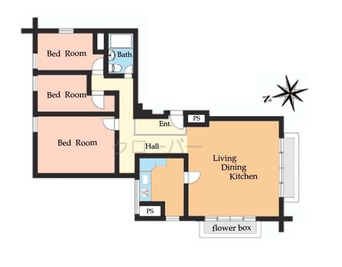 Floor plan. 3LDK, Price 49,800,000 yen, Occupied area 97.44 sq m