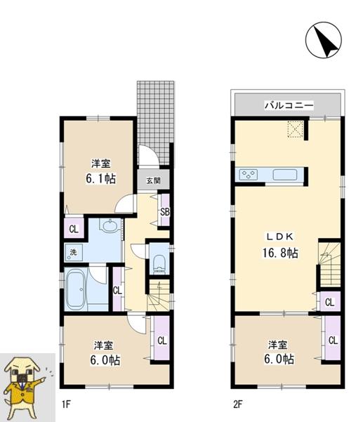 Building plan example (floor plan). 1F; 39.65 sq m