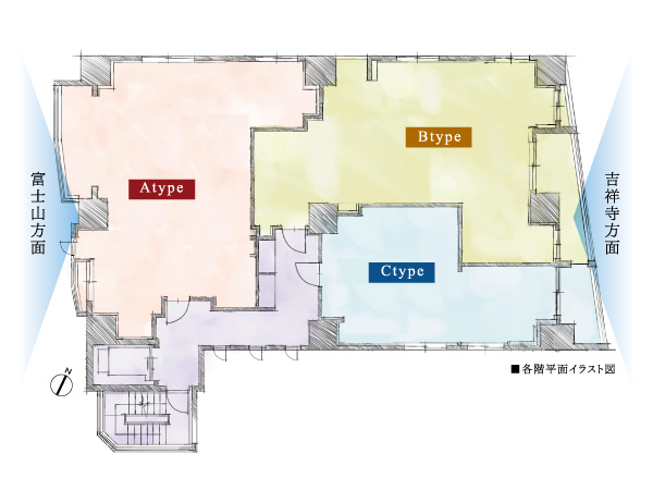 Buildings and facilities. View, Daylighting, And suitable high privacy of the mansion. Planning was realized the whole mansion angle dwelling unit. This residence of attention.  ※ Each floor plane illustrations view