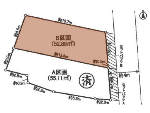 Compartment figure. Land price 41.4 million yen, Land area 52.89 sq m B compartment; effective residential area 52.89 sq m