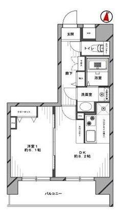 Floor plan. 1DK, Price 25,800,000 yen, Occupied area 37.76 sq m , Balcony area 8.77 sq m of Mato