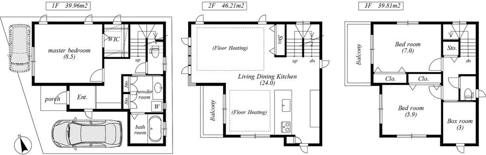 Floor plan. 107 million yen, 3LDK + S (storeroom), Land area 82.49 sq m , Building area 124.98 sq m