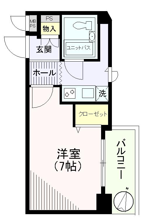 Floor plan. 1K, Price 11 million yen, Footprint 20.7 sq m , Balcony area 3.42 sq m