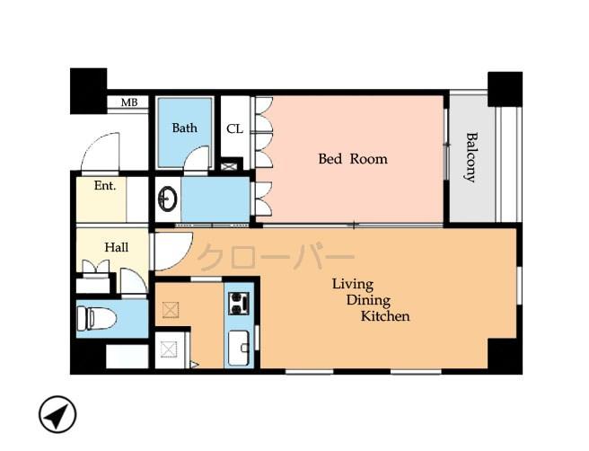 Floor plan. 1LDK, Price 27,800,000 yen, Occupied area 50.64 sq m , Balcony area 3.09 sq m