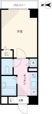 Floor plan. 1K, Price 14.5 million yen, Occupied area 20.62 sq m , Balcony area 3.3 sq m