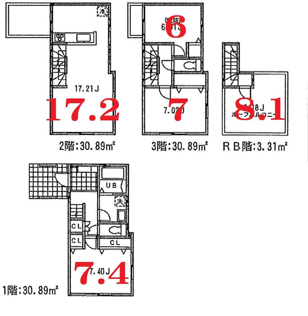 Floor plan. 66,800,000 yen, 3LDK, Land area 70.4 sq m , Building area 95.98 sq m