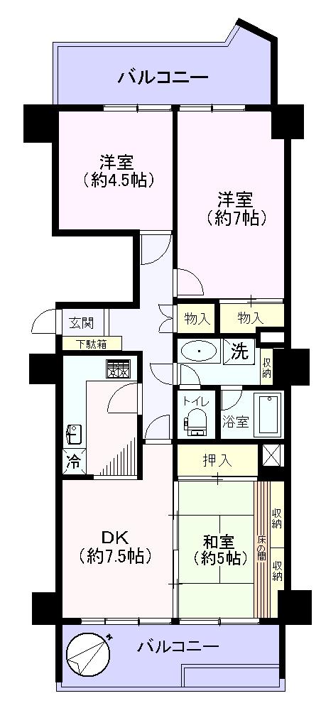 Floor plan. 3DK, Price 41,800,000 yen, Occupied area 71.81 sq m , Balcony area 17.32 sq m