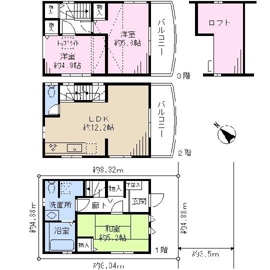Floor plan. 41,800,000 yen, 3LDK, Land area 40.71 sq m , Building area 72.9 sq m